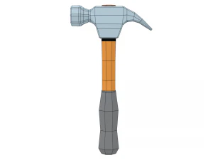 low poly cartoon hammer 3D Model