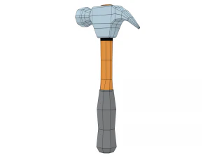 low poly cartoon hammer 3D Model