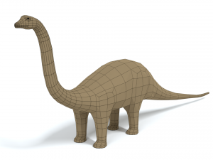 low poly cartoon diplodocus dinosaur 3D Model