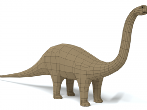 low poly cartoon diplodocus dinosaur 3D Model