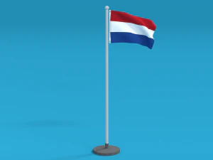d&uuml;ş&uuml;k poli kesintisiz animasyonlu Hollanda bayrağı 3D Model