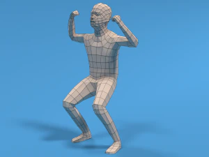 low poly strong kid 3D Model