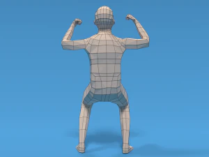 low poly strong kid 3D Model