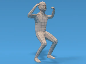 low poly strong kid 3D Model