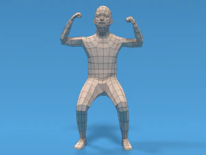 low poly strong kid 3D Model