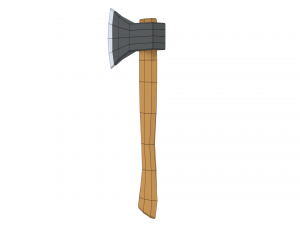 low poly cartoon axe Model 3D