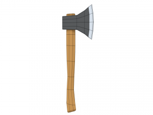 low poly cartoon axe Model 3D