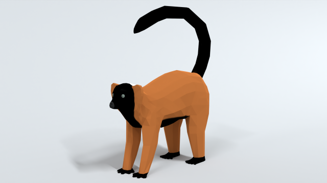 low poly cartoon red ruffed lemur 3Dモデル .c4d .max .obj .3ds .fbx .stl .blend 