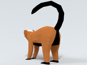 low poly cartoon red ruffed lemur 3Dモデル