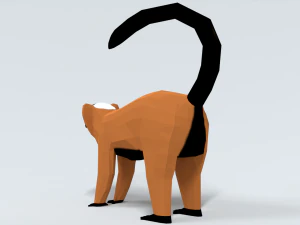 low poly cartoon red ruffed lemur 3D Model