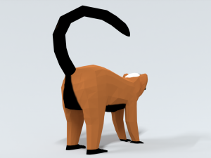 low poly cartoon red ruffed lemur 3Dモデル
