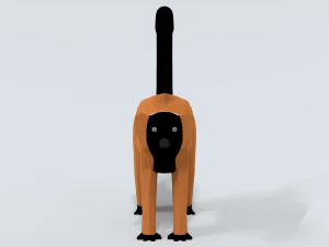low poly cartoon red ruffed lemur 3D Model