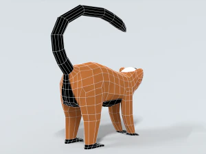low poly cartoon red ruffed lemur 3D Model