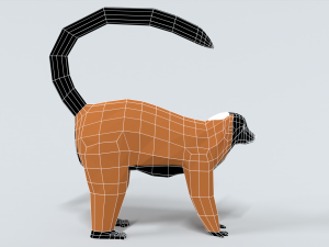 low poly cartoon red ruffed lemur 3Dモデル