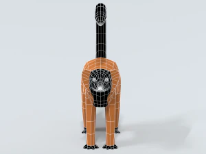 low poly cartoon red ruffed lemur 3D Model
