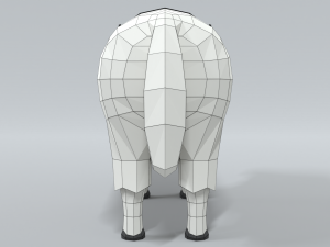 low poly cartoon white yak 3D Model