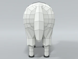 low poly cartoon white yak 3D Model