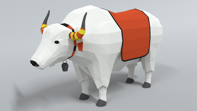 low poly cartoon white yak 3D Model .c4d .max .obj .3ds .fbx .stl .blend 