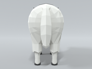 low poly cartoon white yak 3D Model
