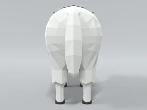 low poly cartoon white yak 3D Model