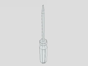 low poly cartoon screwdriver 3D Model