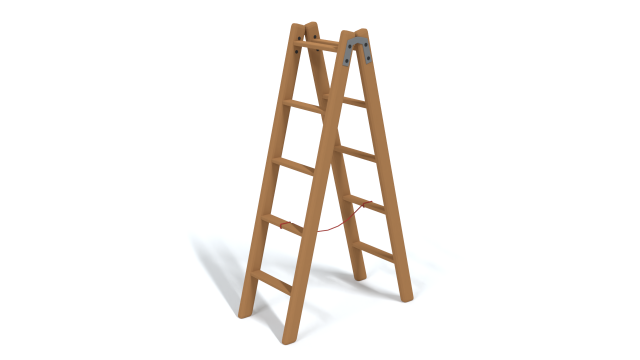 low poly cartoon wooden ladder 3D Model .c4d .max .obj .3ds .fbx .stl .blend 