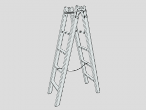low poly cartoon wooden ladder 3D Model