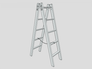 low poly cartoon wooden ladder 3D Model