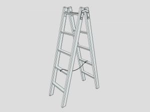 low poly cartoon wooden ladder 3D Model