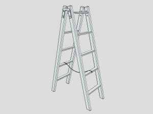 low poly cartoon wooden ladder 3D Model