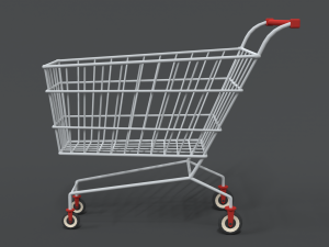 low poly cartoon super market cart 3D Model