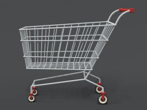low poly cartoon super market cart 3D Model
