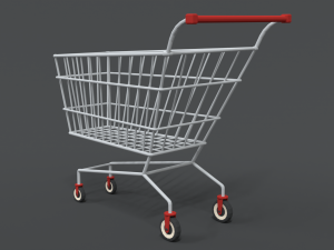 low poly cartoon super market cart 3D Model