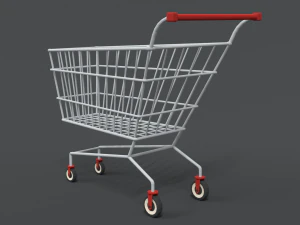 low poly cartoon super market cart 3D Model