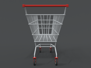 low poly cartoon super market cart 3D Model