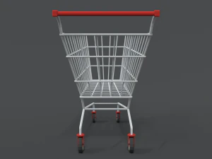 low poly cartoon super market cart 3D Model