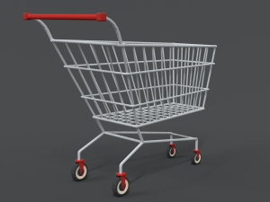 low poly cartoon super market cart 3D Model