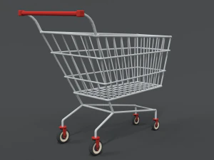 low poly cartoon super market cart 3D Model