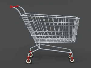 low poly cartoon super market cart 3D Model
