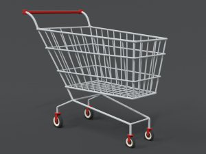 low poly cartoon super market cart 3D Model