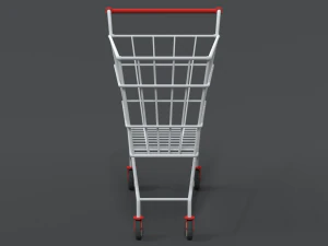 low poly cartoon super market cart 3D Model