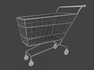 low poly cartoon super market cart 3D Model