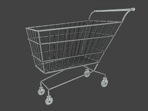 low poly cartoon super market cart 3D Model