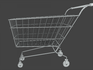 low poly cartoon super market cart 3D Model
