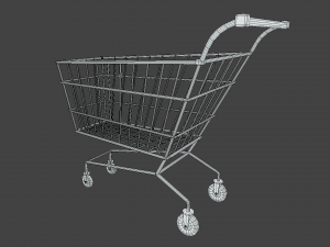 low poly cartoon super market cart 3D Model