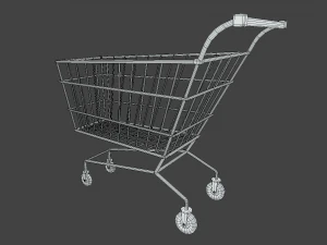 low poly cartoon super market cart 3D Model