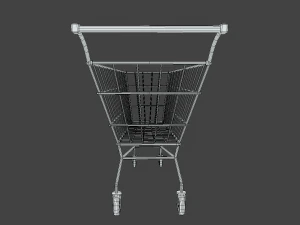 low poly cartoon super market cart 3D Model