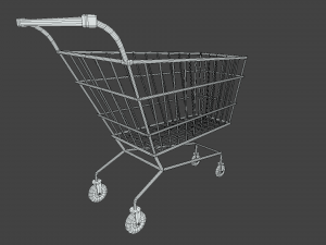 low poly cartoon super market cart 3D Model