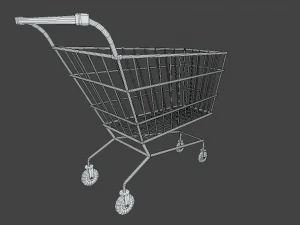 low poly cartoon super market cart 3D Model