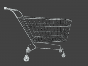low poly cartoon super market cart 3D Model